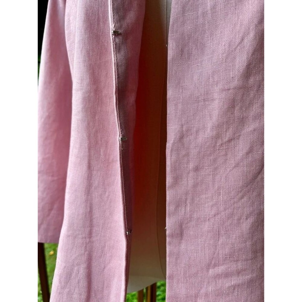 Lintico Pink 100% Linen Bow Cuff Jacket Blazer Large NWT - Picture 7 of 9